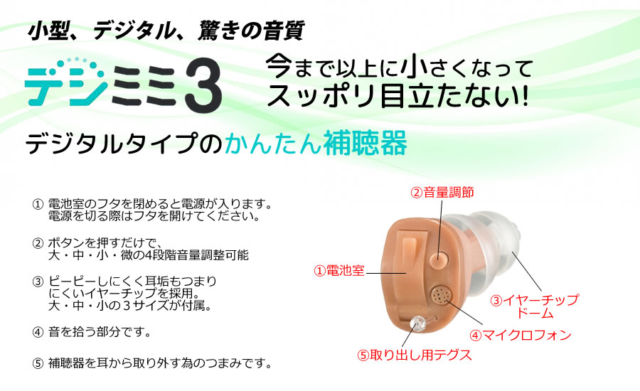 17280円 クラシック 耳穴形デジタル補聴器軽度〜中等度