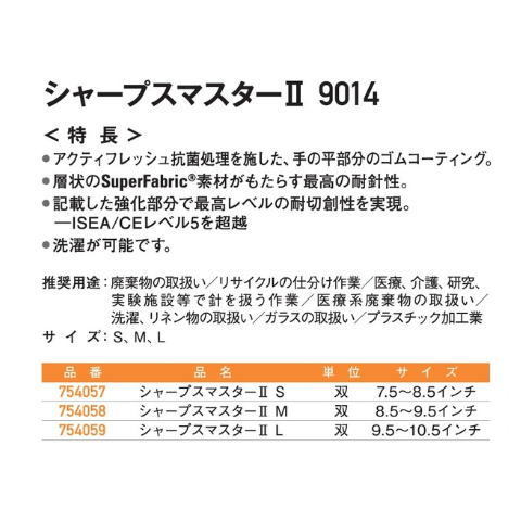 【HexArmor】シャープスマスターⅡ 9014・耐針・耐切創・耐突刺・耐摩耗【ヘックスアーマー手袋】