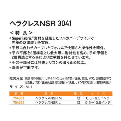 【HexArmor】ヘラクレスNSR 3041・耐針・耐切創・耐突刺・耐摩耗【ヘックスアーマー手袋】