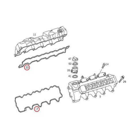 純正OEM ベンツ シリンダーヘッドカバーガスケット/タペットカバーパッキン 左右セット M113 V8 エンジン用 1130160221 1130160321