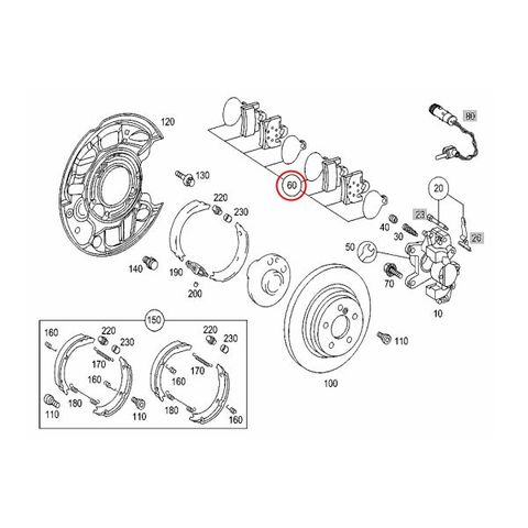 Brembo製 ベンツ Eクラス W210 リア/リヤ用 ブレーキパッド/ディスクパッド 左右セット 0034202820 E240 E320 E400 E430