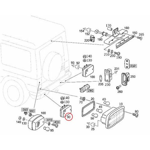 ベンツ Gクラス W463 ゲレンデ LED バックランプ スモークタイプ W46301810-1 G320 G500 G550 G55 アクセサリー