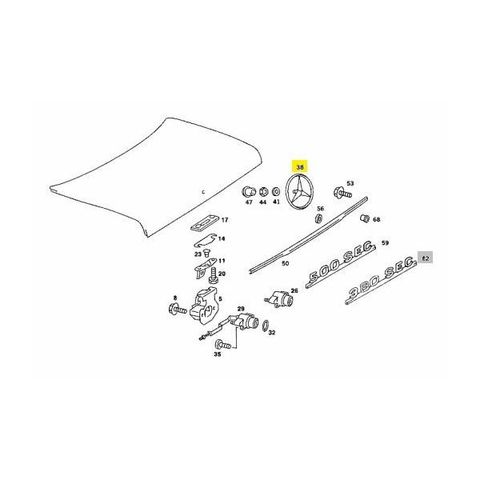 純正 ベンツ Sクラス W126 トランクエンブレム Genuine 1267580158 380SEC 500SEC 560SEC 280SE 300SD 300SE 500SE