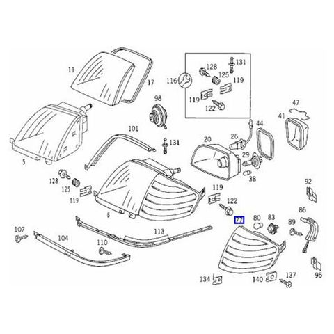 ベンツ SL R129 フロントコーナーランプ/ウィンカーランプ左右 R12901490 1298260043 1298260143 500SL SL320 SL500 SL600 アクセサリー