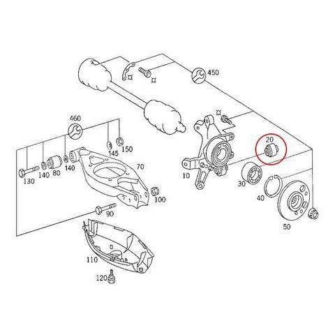 URO製 ベンツ C208/A208 リア ナックルジョイントブッシュ/ナックルボールジョイント 2203520227 2013520027