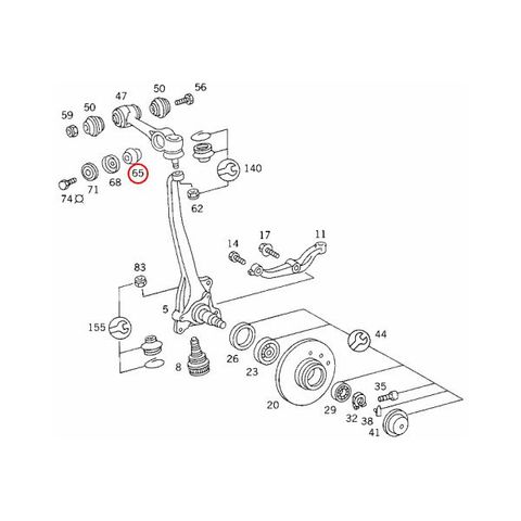 febi bilstein製 ベンツ W126 フロント アッパーアームブッシュ アウター 左右4個セット 1163330117 1163334014 08403