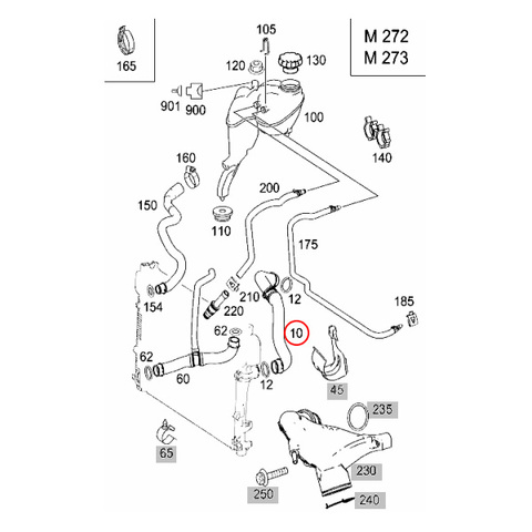 ベンツ ラジエーターアッパーホース M272 V6エンジン ＜ ベンツパーツ