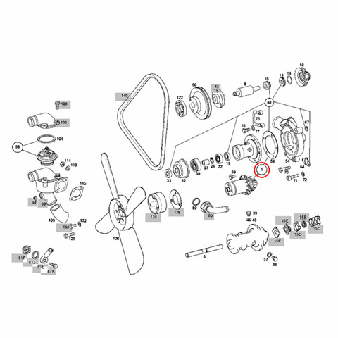 [6ヶ月保証] GRAF製 ベンツ ミディアムクラス W123 ウォーターポンプ ガスケット付き 新品 M617 M616 M615 M115 M114 M110 1102001720