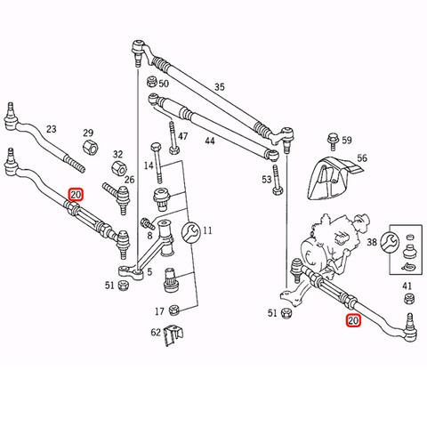  純正OEM LEMFORDER製 ベンツ C140 CL500 CL600 ステアリングタイロッド ASSY 左右セット 1403300003