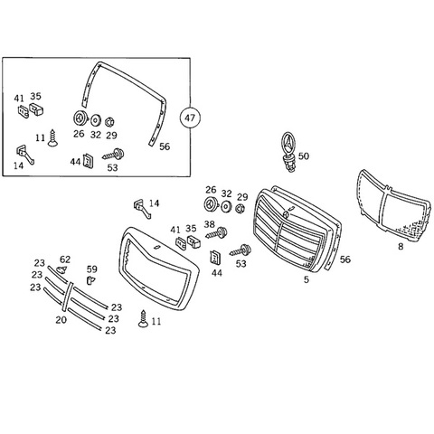 URO ベンツ Sクラス W126 フロントグリル/ラジエーターグリル 1268800883 280SE 300SD 300SE 500SE 380SEL 420SEL 500SEL 560SEL