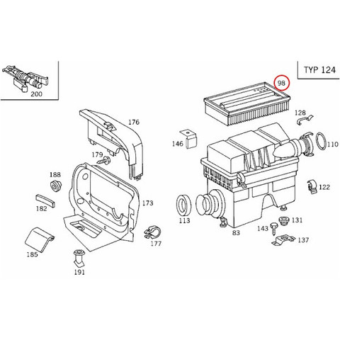 MEYLE製ベンツEクラスW124エアフィルター/エアエレメントM104直6 0120940009 0030947104 1040940204 280E320EE280E320320TE320CE