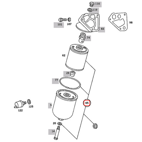 ベンツ コンパクト(stroke8) W114 エンジンオイルフィルター/オイルエレメント M116 M117 M110 エンジン用 0001800609 280 280E 280C 280CE