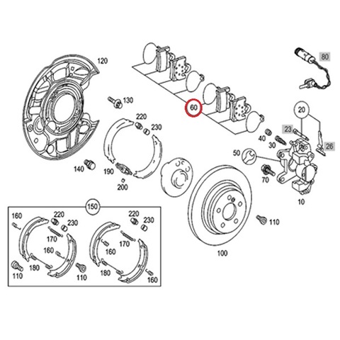 Brembo製 ベンツ CLK A208/C208 リア/リヤ用 ブレーキパッド/ディスクパッド 左右セット 0034202820 CLK320