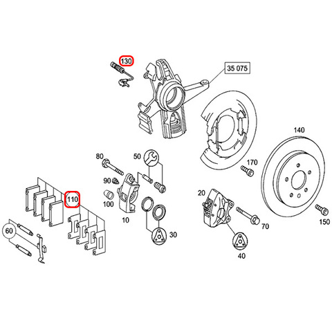 BOSCH製 QuietCastベンツEクラスW210 フロント用 プレミアム ブレーキパッド/ディスクパッド 左右セット センサー付 0024204420 0024209620 E230 E240