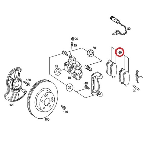 BOSCH製 QuietCast ベンツ C209 A209 CLK200 CLK350 フロント プレミアム ブレーキパッド ディスクパッド 左右セット 0044205120