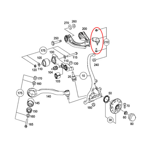ベンツ アッパーアームボールジョイント