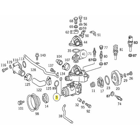 [6ヶ月保証] GRAF製 ベンツ W124 300E ウォーターポンプ Oリング付1042000801/1042003101/PA608