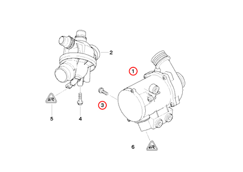 純正OEM Pierburg製 BMW E90 E91 E92 E60 E61 電動ウォーターポンプ 取付ボルト3本セット 11517563183 11517586925 11517546994