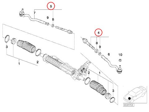 [6ヶ月保証] HAMBURG-TECHNIC製 BMW Z4 E85 E86 ステアリングタイロッド ASSY 左右 32106777503 32106777504