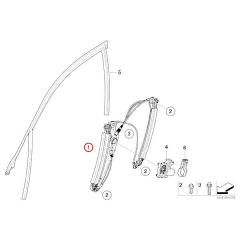 BMW 7シリーズ E66 パワーウィンドウレギュレーター 右フロント 51337138862 51337202480 745Li 760Li