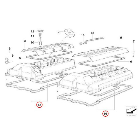 [訳有り] BMW E38 E32 E39 E34 E31 シリンダーヘッドカバーガスケット　パッキン 左右セット M60/M62/V8 11129069872 11129069871