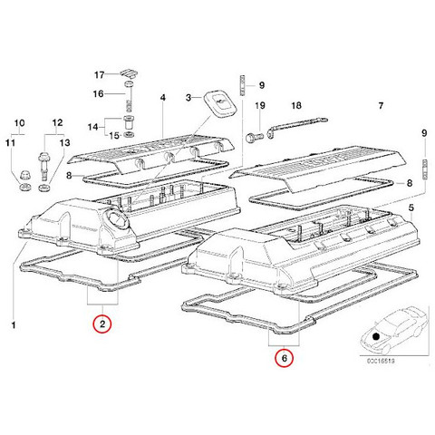 [訳あり] BMW E38 E39 X5(E53) シリンダーヘッドカバーガスケット/タペットカバーパッキン 左右セット M62/V8 11120034105 11120034104