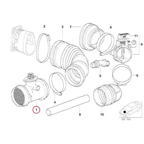 BMW E36 E38 Z3 エアマスセンサー/エアフロメーター/ホットフィルムエアマスメーター 13621736224