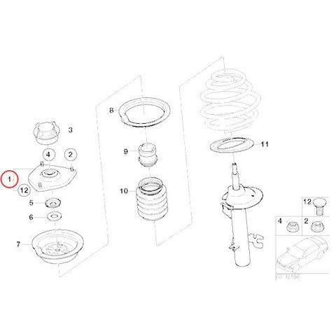 純正OEM LEMFORDER製 BMW MINI R50 R53 R52 フロント ショックアッパーマウント 左右 31306778833 クーパー クーパーS ワン 1.6i