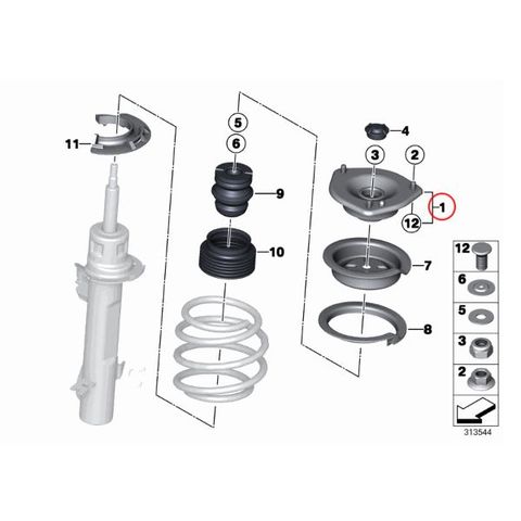 純正OEM LEMFORDER製 BMW MINI R56 R55 R57 R58フロント ショックアッパーマウント 左右 31306772749 JCW クーパー Cooper ワン One