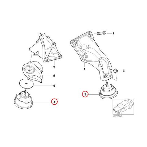 BMW E46 エンジンマウント左右＆ミッションマウント左右セット N42 N46 エンジン用 22116771359 22116771360 22316799330