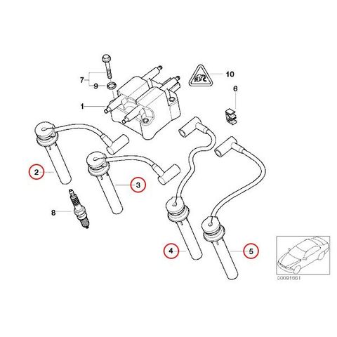 BOSCH製 BMW MINI ミニ R50 R53 R52 プラグコード一台分 12127513032 12127513033 12127513034 12127513035 09799