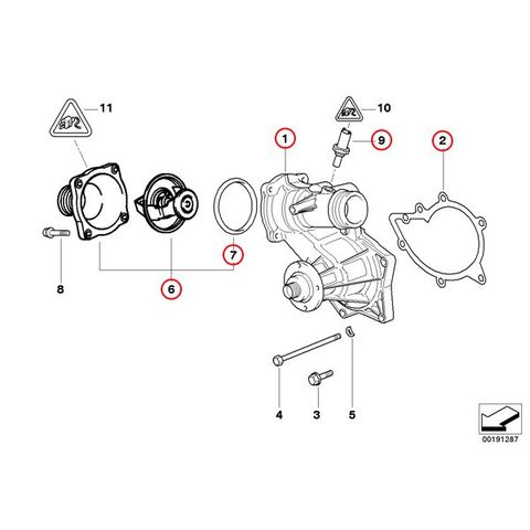 GRAF製 BMW 5シリーズ E39 ウォーターポンプ＆サーモスタット＆水温センサー M62 V8エンジン PA625 2546031 33295 1510393340 11531437526