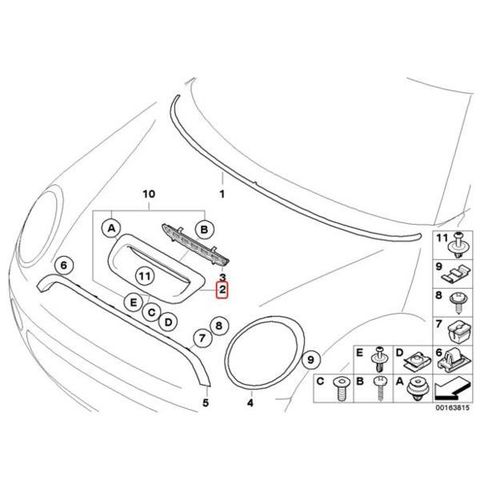 BMW MINI R56 R57 R55 R58 R59クロームメッキエアスクープ/フードスクープ/エアインテーク 971076 51132757694 アクセサリー