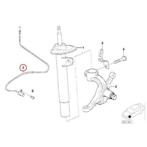 純正OEM VDO製 BMW 3シリーズ E46 フロントABSセンサー/スピードセンサー/パルスセンサー 左側 34526792897 34526752681