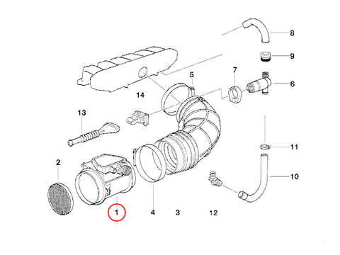 VDO製 BMW E36 3シリーズ エアマスセンサー/エアフロメーター M50 M52 直6エンジン用 新品 13621730033 VDO-5WK9007Z