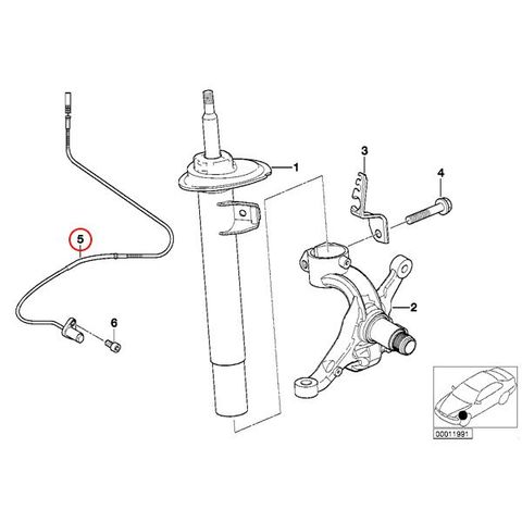 DELPHI製 BMW E46 3シリーズ フロント ABSセンサー/スピードセンサー 34521165609 318i 320i 323i 325i 328i 330i 328Ci 330Ci M3