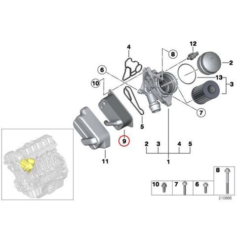 BMW F10 F11 F07 E60 E61 エンジンオイルクーラー 11427525333 N52 N52N N53 N54 N55 N20 523i 528i 535i 