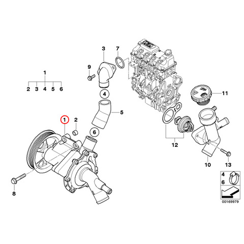 [6ヶ月保証] GRAF製 BMW MINI ミニ R50 R52 ウォーターポンプ W10 直4エンジン用 11517513062 One ワン 1.6 Cooper クーパー