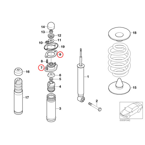 febi製 BMW Z4/E85 E86 2.2i 2.5i 3.0i 3.0si Mクーペ Mロードスター リア/リヤ ショックアッパーマウント左右 ガスケット付 33526779670 21091