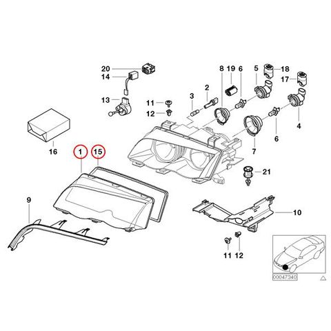 BMW 3シリーズ E46 前期 セダン/ツーリング ヘッドライトレンズ 左右セット ガスケット付き 63128380189 318i 320i 323i 325i 328i 330i