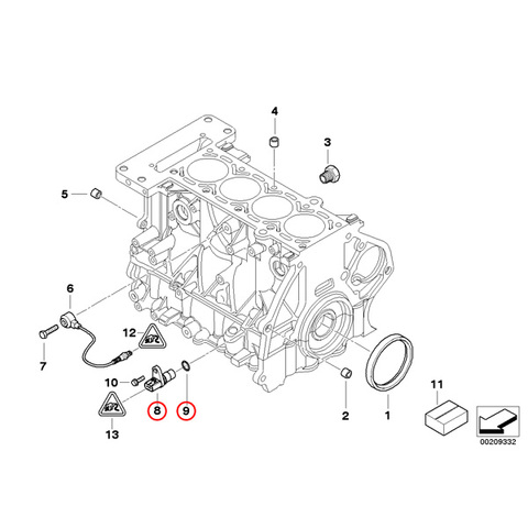 純正OEM VDO BMW MINI R50 R53 R52 クランク角センサー Oリング付 W10 W11エンジン 12141485844 One 1.6 Cooper CooperS