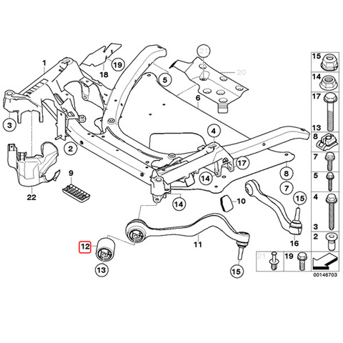 純正OEM TRW製 BMW 6シリーズ E63 E64 フロント ストラットアームブッシュ 左右セット 31126765992 630i 645Ci 650i M6