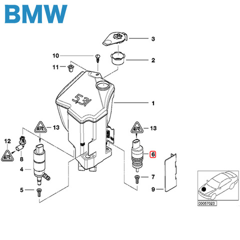 BMW X3/E83 F25 ウィンドウウォッシャーポンプ 67128362154 2.5i 3.0i 2.5si/xDrive25i 3.0si/xDrive30i