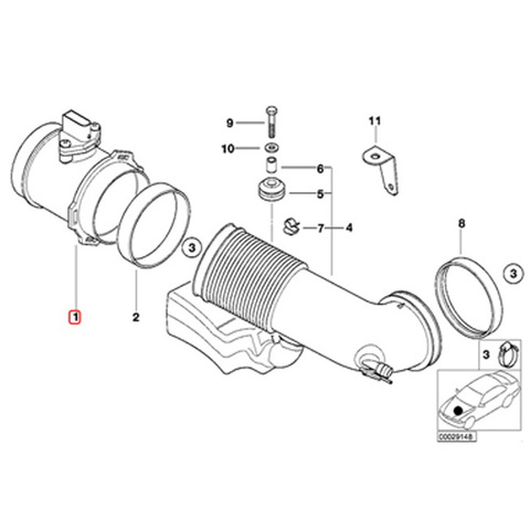 BOSCH製 BMW E38 E39 X5 E53 エアマスセンサー/エアフロメーター M62 V8 エンジン用 13621433567 0280217814 540i 740i 4.4i 4.6is