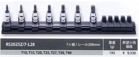 コーケン(Ko-ken) RS2025Z/7-L28 Z-EALシリーズ 1/4in(6.35mm) トルクスビットソケットレールセット 代引発送不可 税込特価