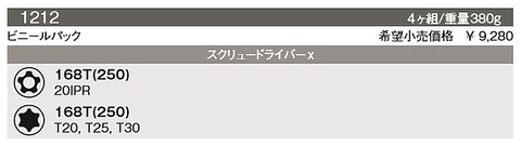 コーケン(Ko-ken) 1212 ロングシャンクトルクスドライバーセット 代引発送不可 税込特価