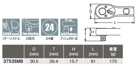 コーケン(Ko-ken) 3753SMB マルチラチェットプッシュリリースタイプ 代引発送不可 税込特価