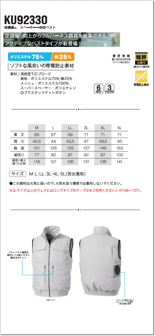 空調服® スペーサー一体型ベスト ＜ 株式会社メドウニクス