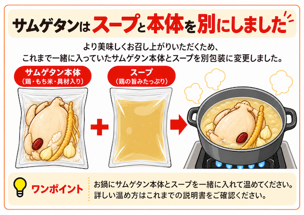 サムゲタンの包装方法が新しくなりました