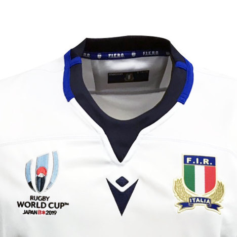 【ナンバー無料】　ラグビー・イタリア代表　ラグビーワールドカップ2019　アウェイ（白）　マクロン